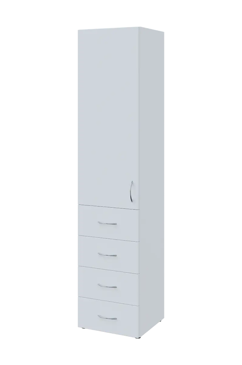 NN 5 - 44ZD skříň vysoká, 4-zásuvková/1-dveřová, levá, 1800x400x400, bílá